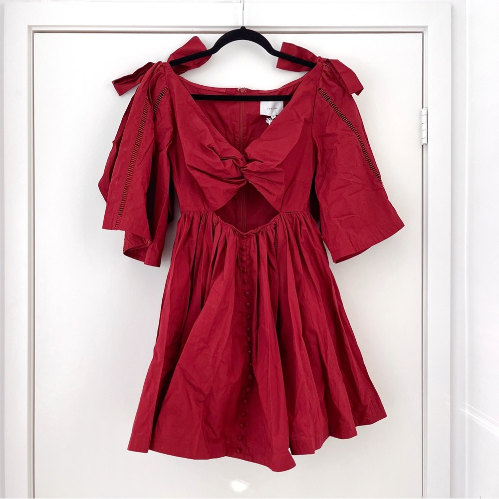 NWT Joslin Hollie Organic Cotton Mini Dress in Cherry Red 4